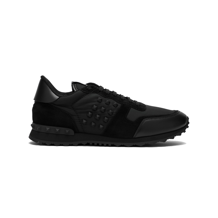 VALENTINO ROCKSTUD NYLON TRAINERS IN BLACK