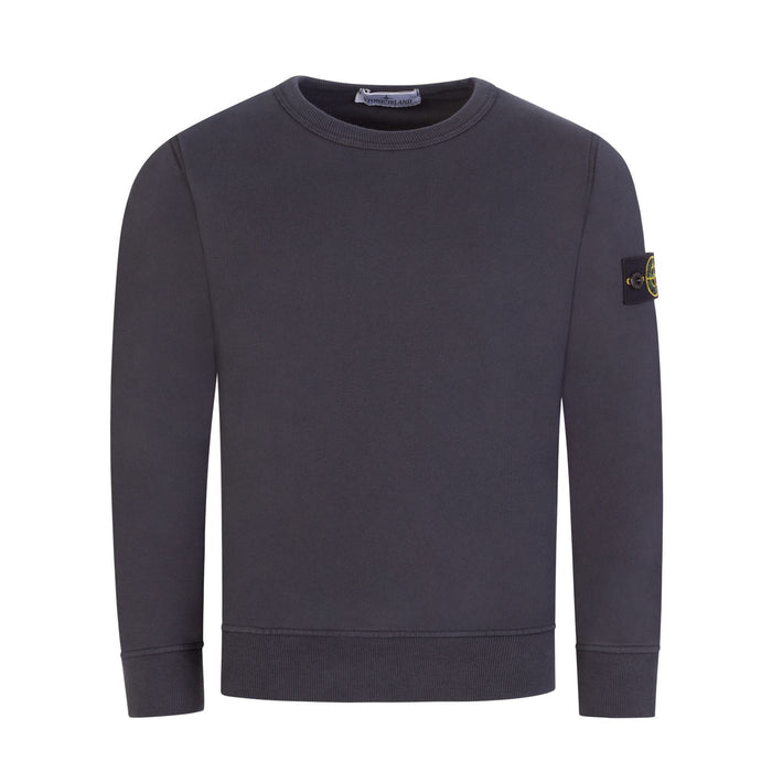 STONE ISLAND JUNIOR CREW SWEATSHIRT IN DARK GREY