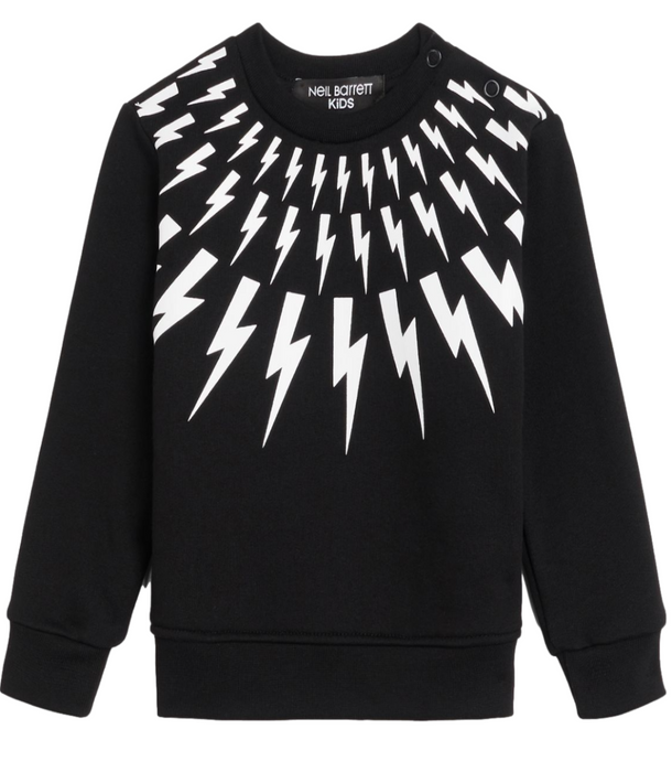 NEIL BARRETT FAIR-ISLE THUNDERBOLT SWEATSHIRT IN BLACK