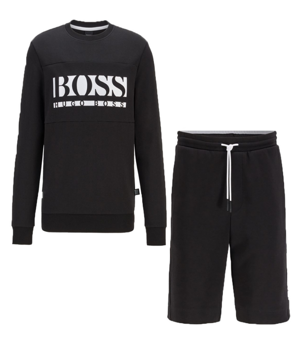 HUGO BOSS BLACK/WHITE TRACKSUIT SHORT SET