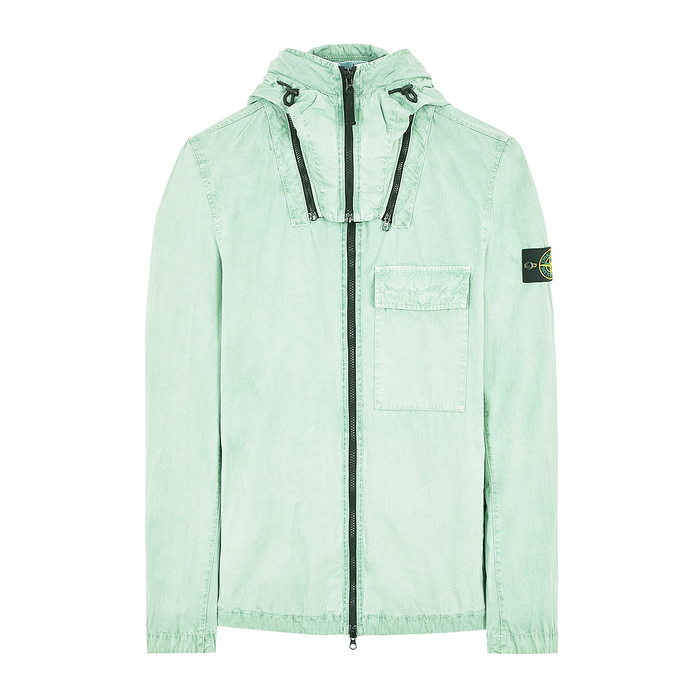 STONE ISLAND 1 POCKET OLD EFFECT OVERSHIRT IN AQUA