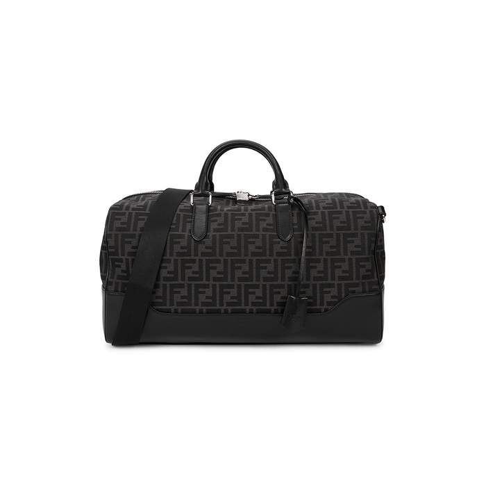 FENDI BLACK AND GREY FF-JACQUARD CANVAS HOLDALL