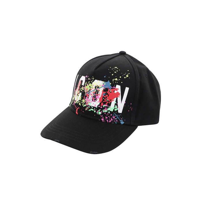 DSQUARED2 ICON SPLAT CAP IN BLACK