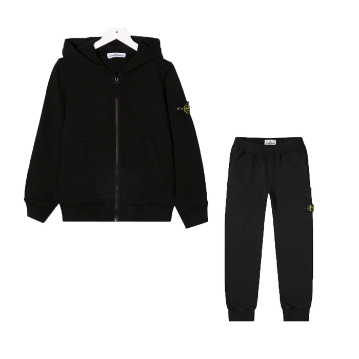 STONE ISLAND JUNIOR ZIP TRACKSUIT IN BLACK Munro