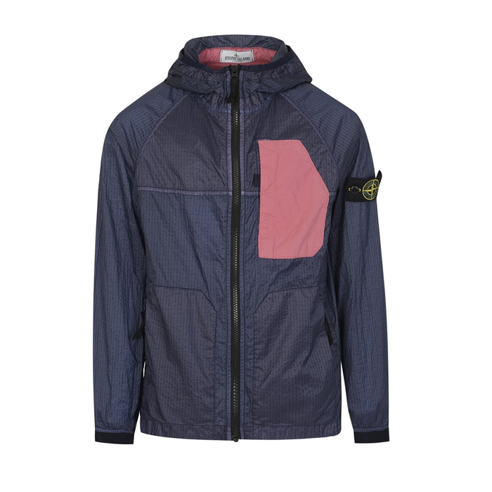 STONE ISLAND JUNIOR RIPSTOP NYLON CANVAS JACKET IN NAVY