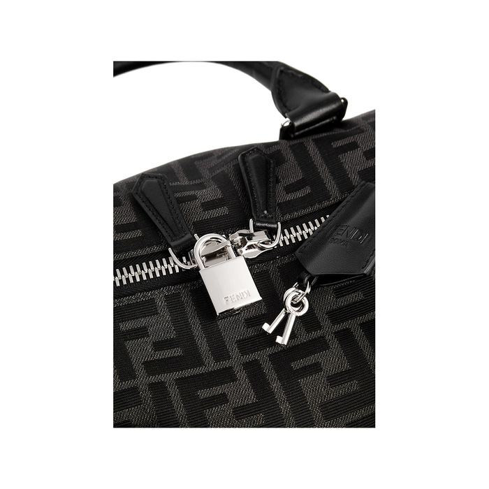 FENDI BLACK AND GREY FF-JACQUARD CANVAS HOLDALL