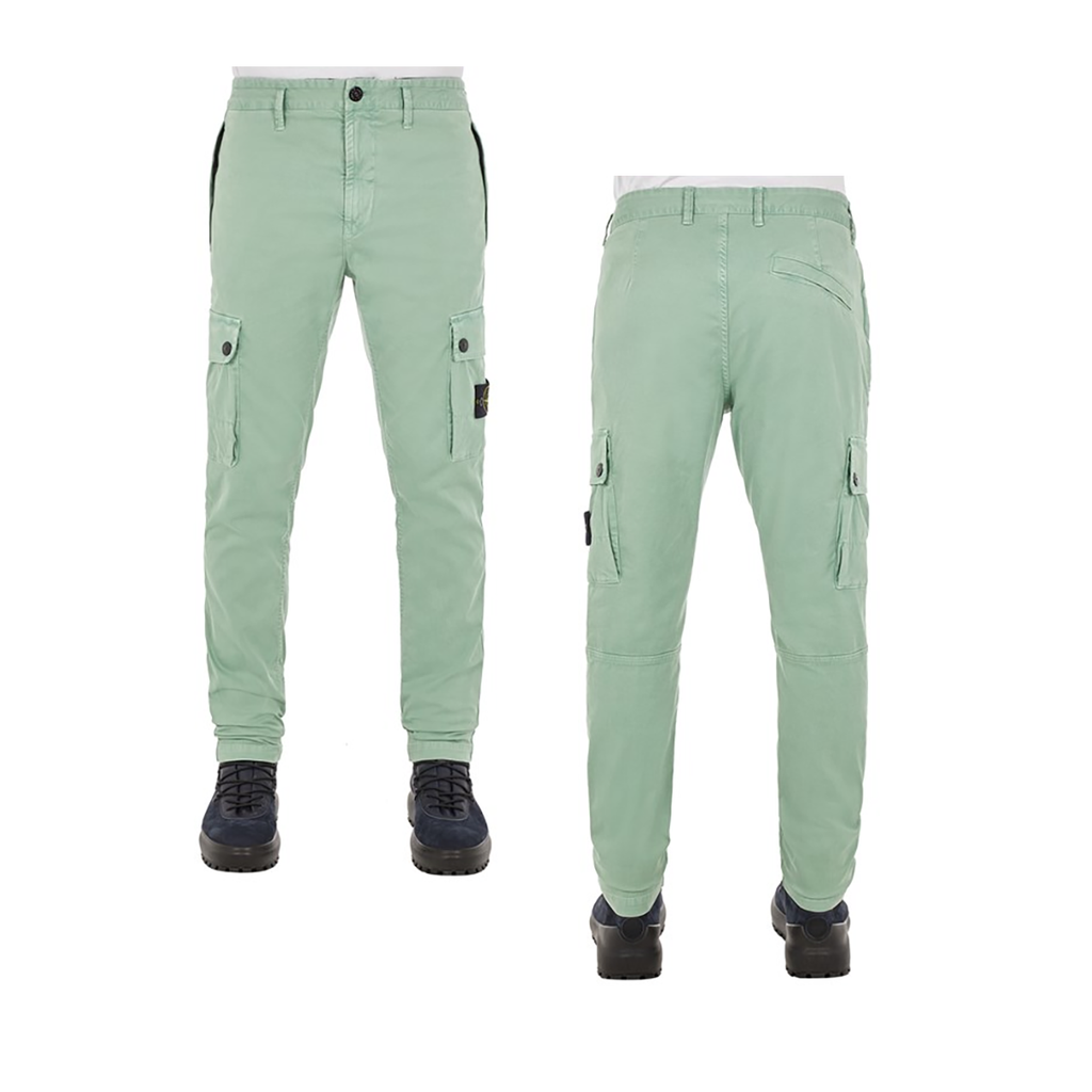 STONE ISLAND OLD EFFECT CARGO PANTS IN SAGE GREEN– Munro