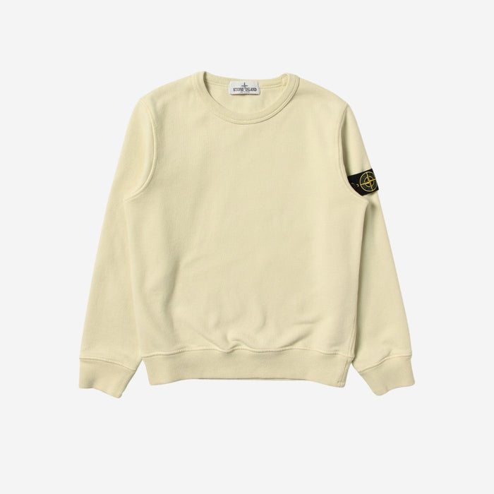 STONE ISLAND JUNIOR COTTON FLEECE SWEATER IN CREAM