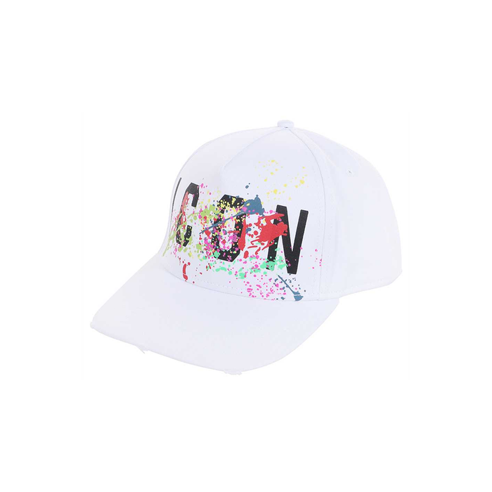 DSQUARED2 ICON SPLAT CAP IN WHITE